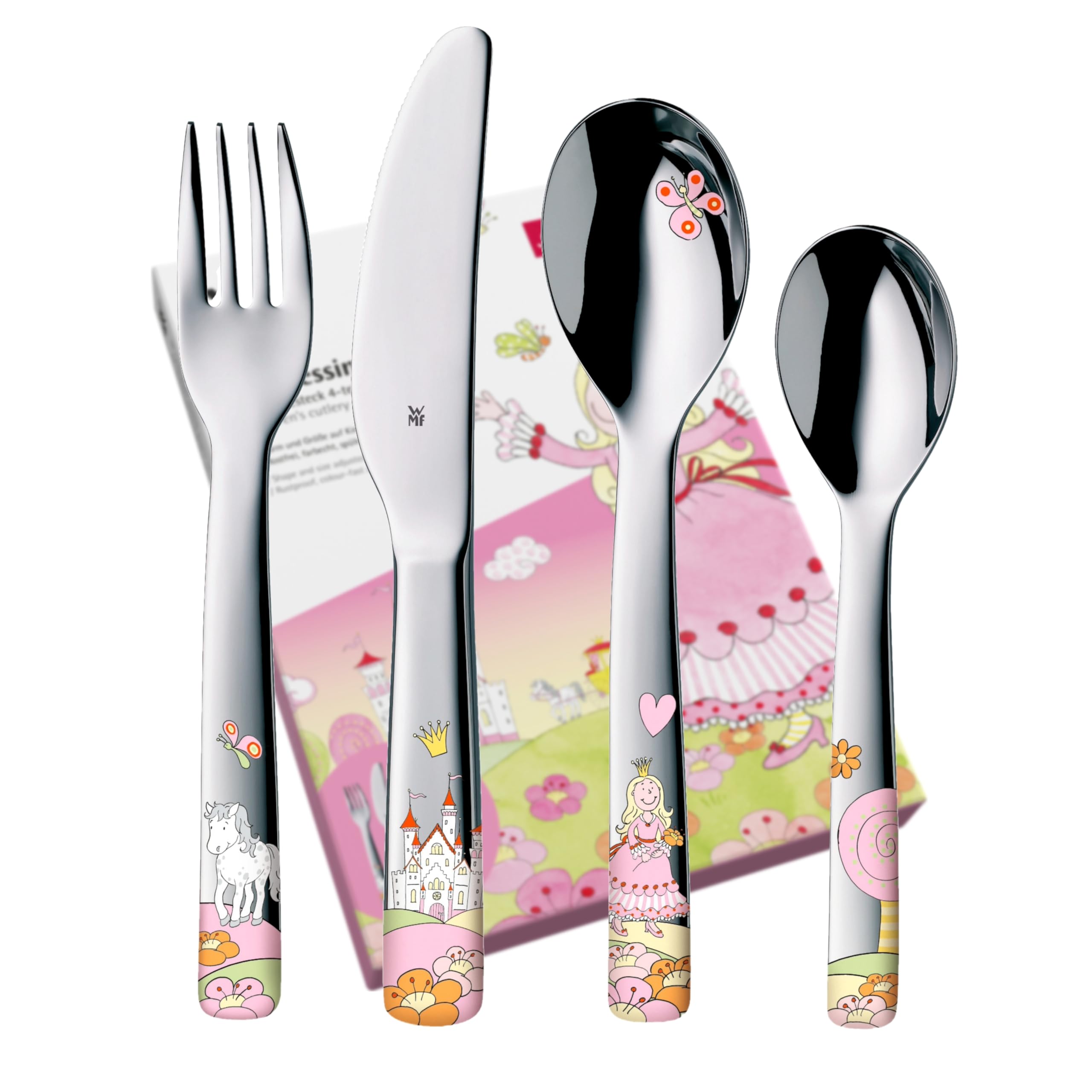 WMF Prinzessin Anneli Kinderbesteck mit Namensgravur - schönes Kinder Besteckset - Taufgeschenke personalisiert mit Gravur - Geschenkideen für Mädchen und Jungen - Kinderbesteck ab 3 Jahre - 4-teilig