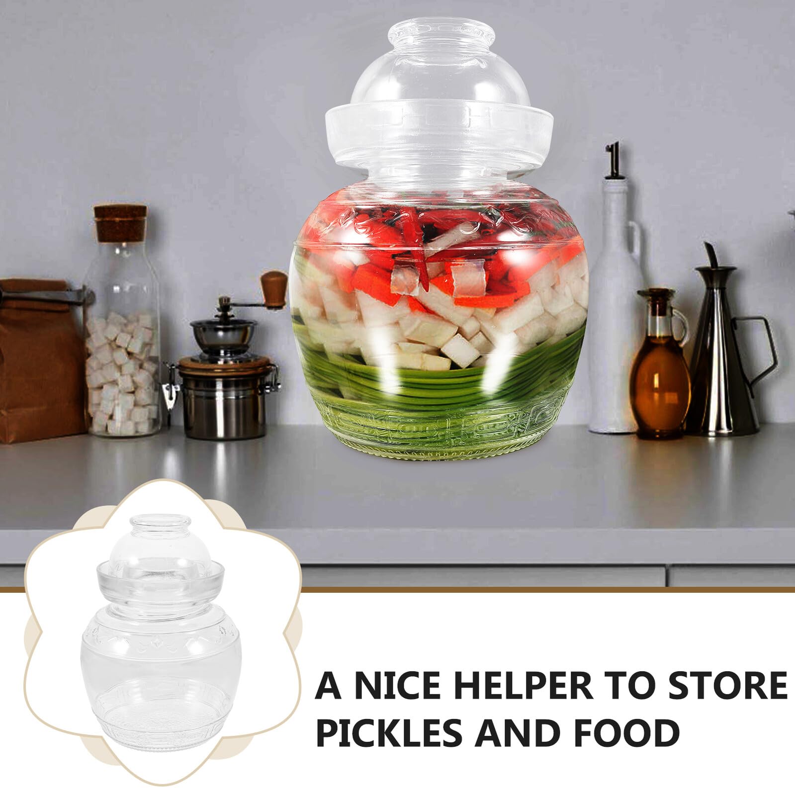Toyvian Barattolo Materiale Sicuro in Vetro Trasparente per Fermentazione Coperchio Ermetico Contenitore Alimentare e Design Semplice Moderno per Cucina