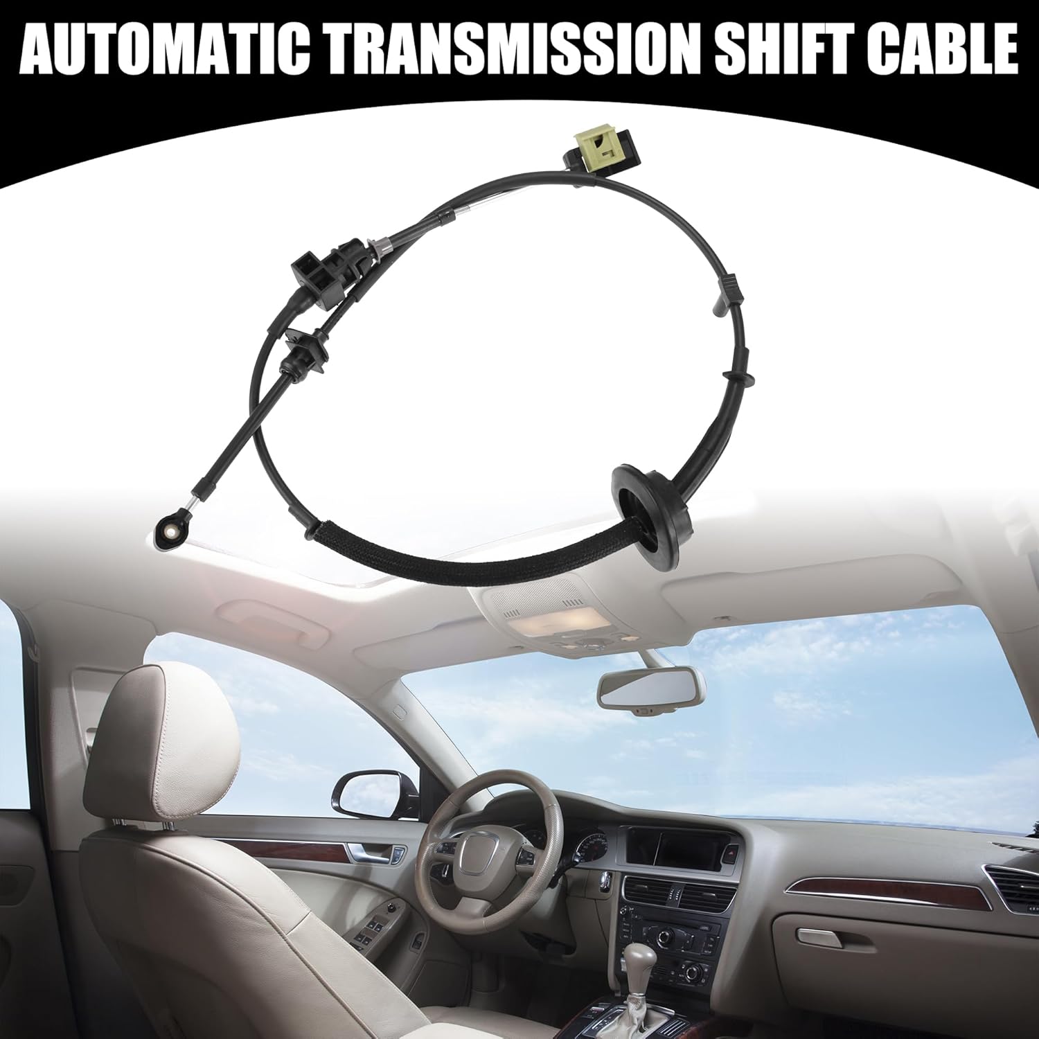 Transmission Gear Shift Cable - Auto Trans Shifter Cable - for Ford F-150 1997-1999 Metal Black - 1 PC