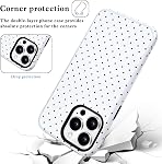 Lovmooful Compatible pour iPhone 13 Pro Max Cas mignon Esthétique Polka Dot avec un design lumineux pour les filles femmes Soft TPU+PC Shockproof Plus de protection fille pour iPhone 13 Pro Max Cas-Blanc