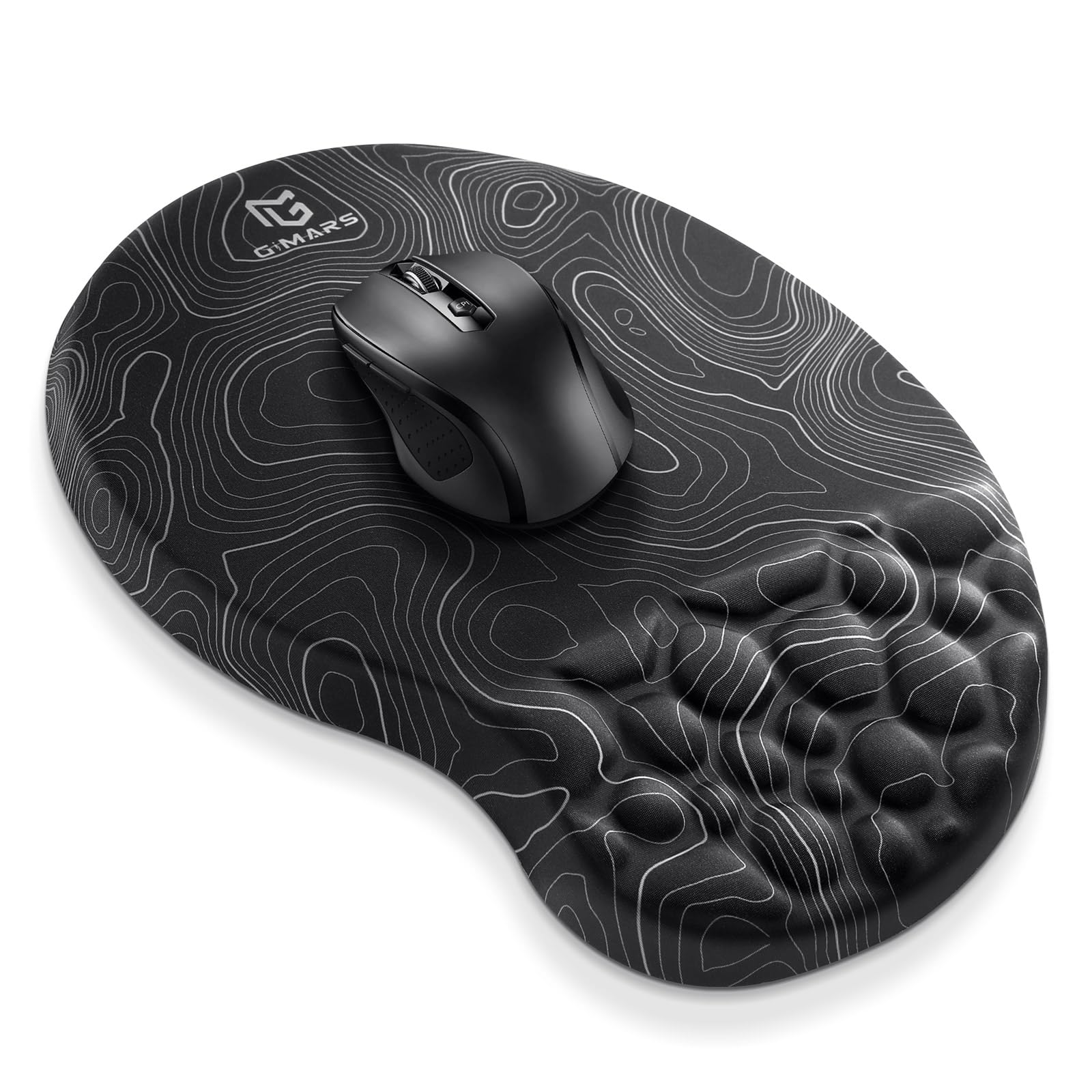 Gimars Upgrade Ergonomic Mouse Pad Wrist Rest with Memory Foam Massage Bump, Enlarge [ 30% Larger Moving Space] Mouse Pad Wrist Support with Nonslip PU Base for Laptop, Computer, Gaming & Office