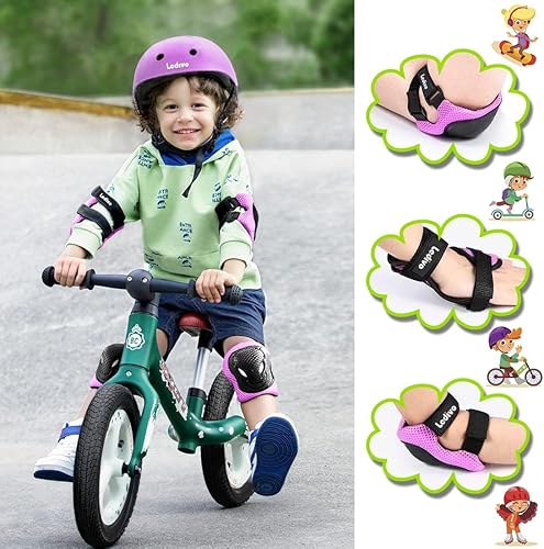 Miniatura 7 de Juego de equipo de protección de casco de bicicleta para niños pequeños, jóvenes, adultos, rodilleras, coderas, muñequeras para patinaje, patineta,