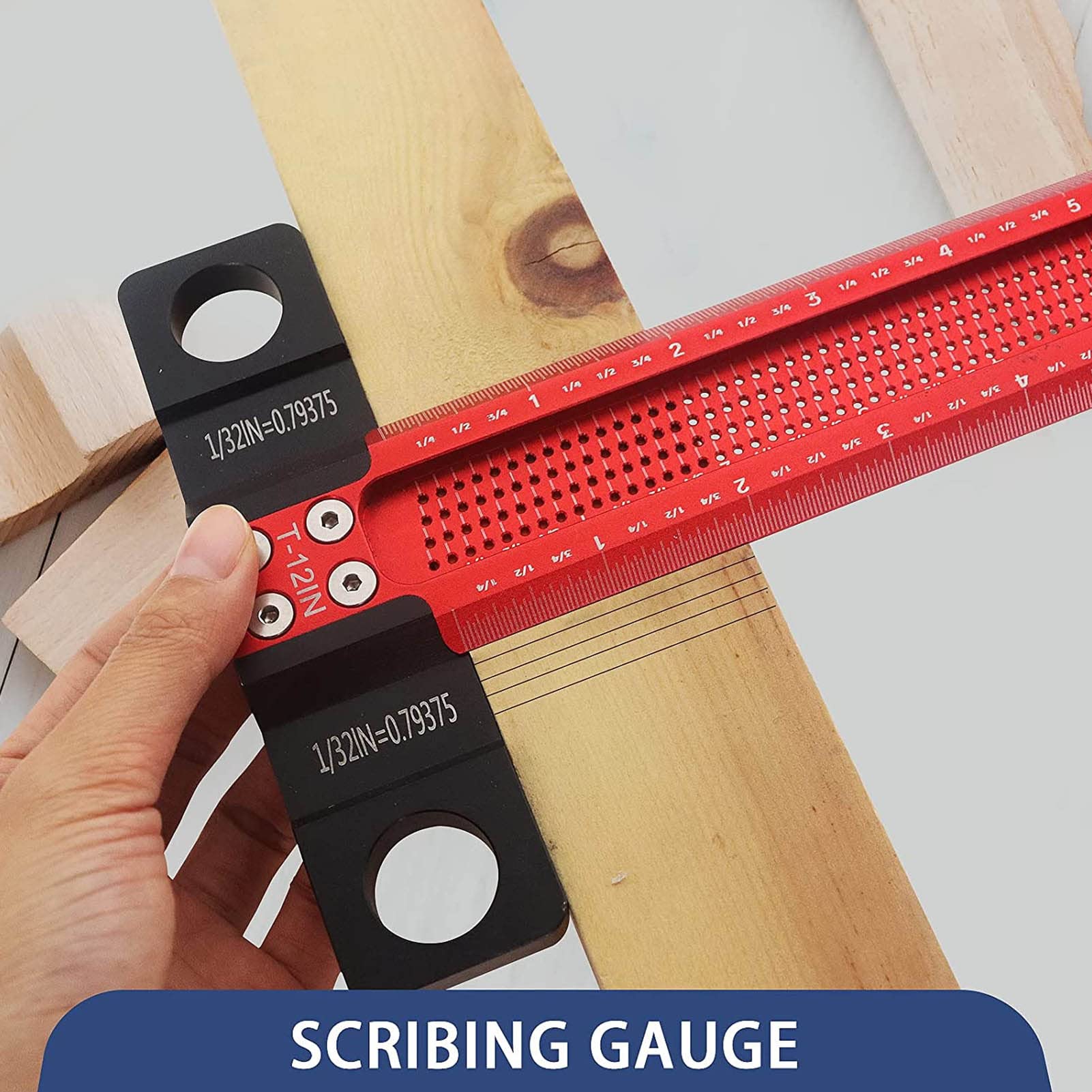 Yomiyuyr Woodworking Scriber T Square Ruler,Premium Woodworking Scriber T Square Ruler - Aluminum Alloy for Precise Measuring and Layout in Carpentry and DIY Projects