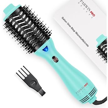 One-Step Hot Air Brush PARWIN PRO BEAUTY Round Brush Blow Dryer 4-in-1 Oval Hair Dryer Curling Brush Ion Hair Dryer Brush Round Brush for Drying Straightening and Volume 1000 Watt Light Green
