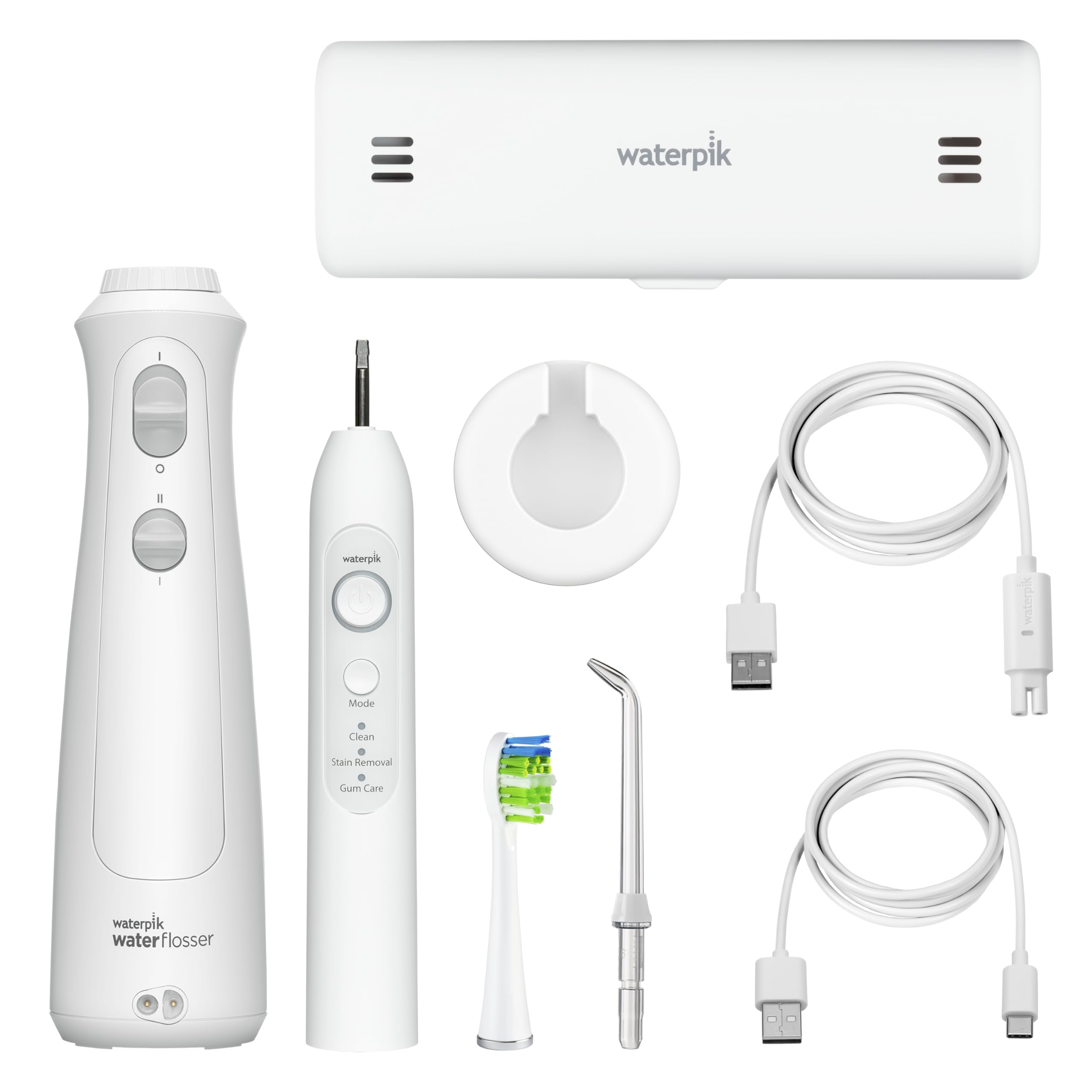 Waterpik Cordless Pearl e Sensonic Spazzolino elettrico ricaricabile e idropulsore combinato, cura dentale completa per denti, gengive, bretelle e viaggio - ADA accettato, bianco