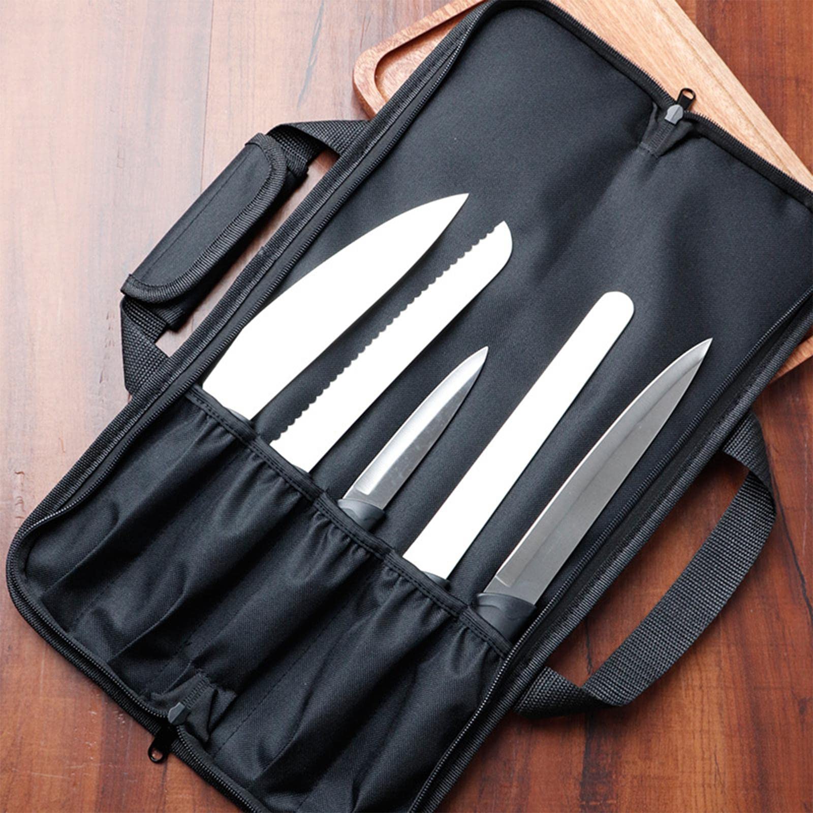 Bolsa para cuchillos Bolsa para herramientas para cuchillos Almacenamiento de herramientas de cocina Estuche de transporte Ranuras para, Azul