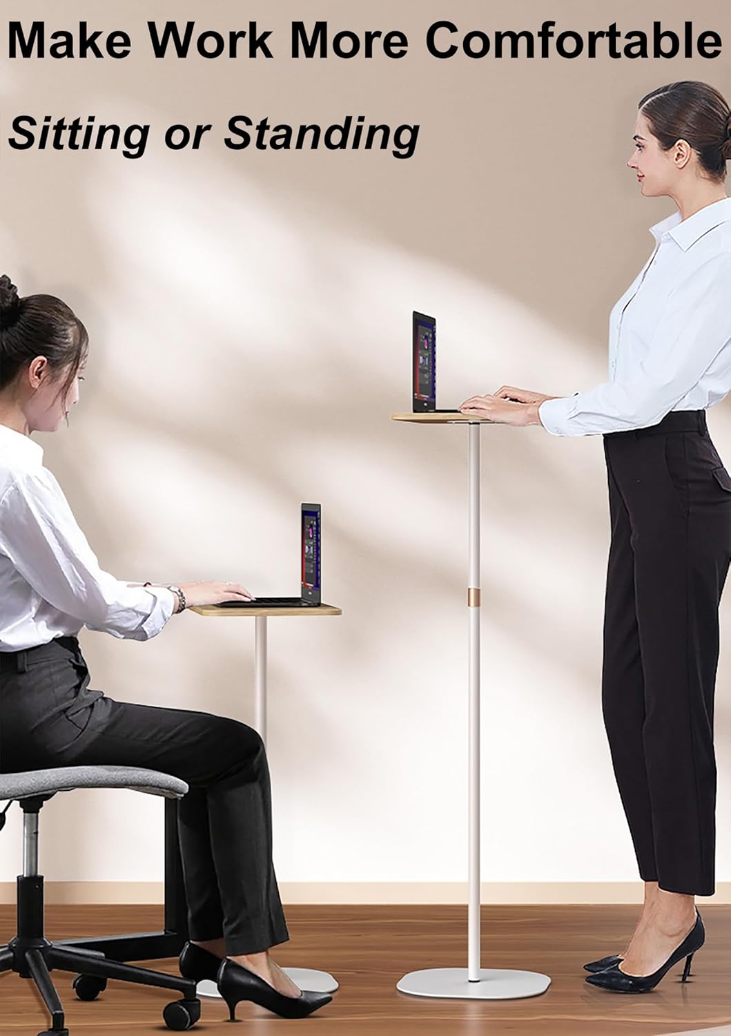 Rolling Computer Standing Cart With Keyboard, Height Adjustable Home Workstation - View #12