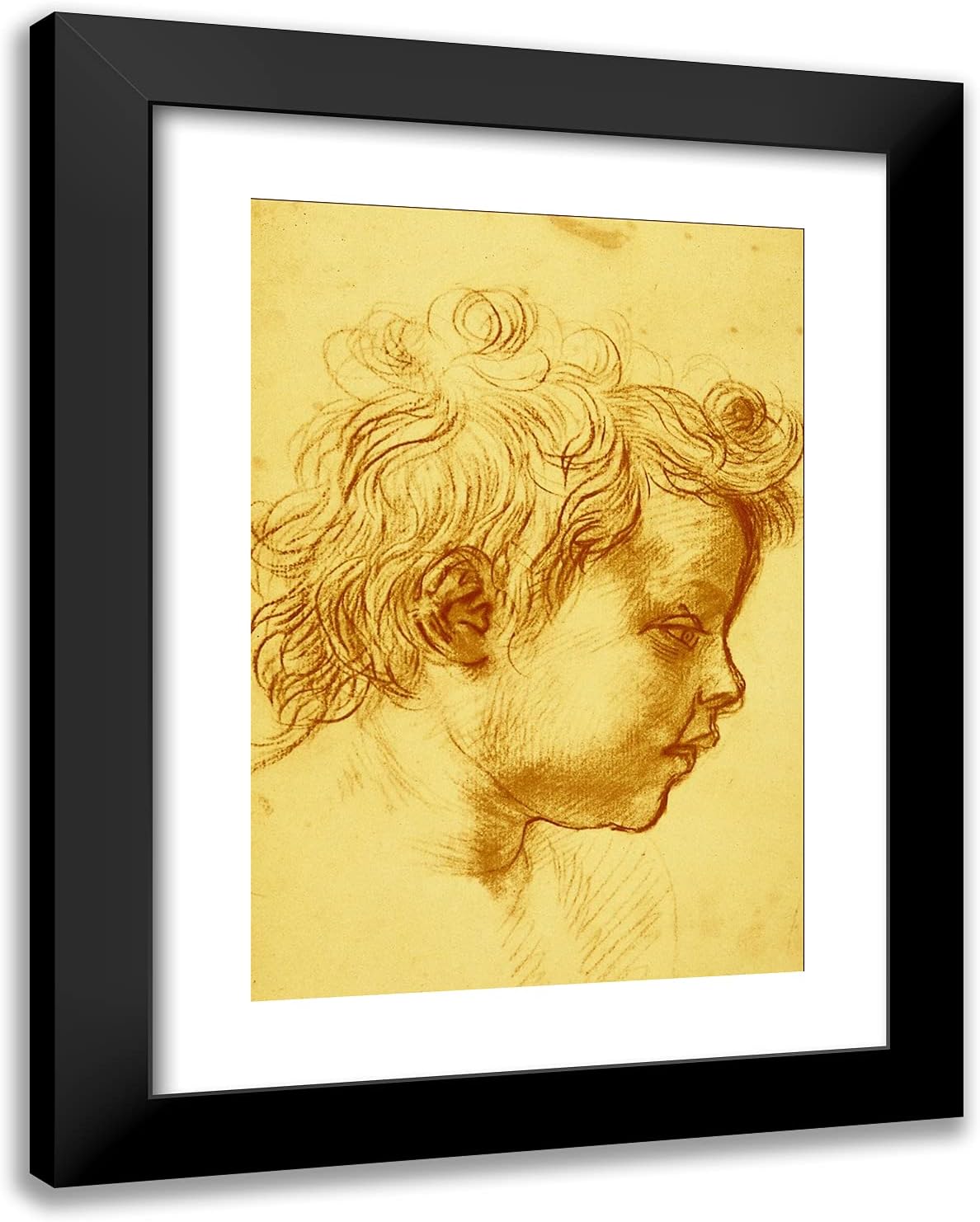 ArtDirect Del Sarto, Andrea 19x24 Black Modern Framed Art Print Titled: Head of a Child