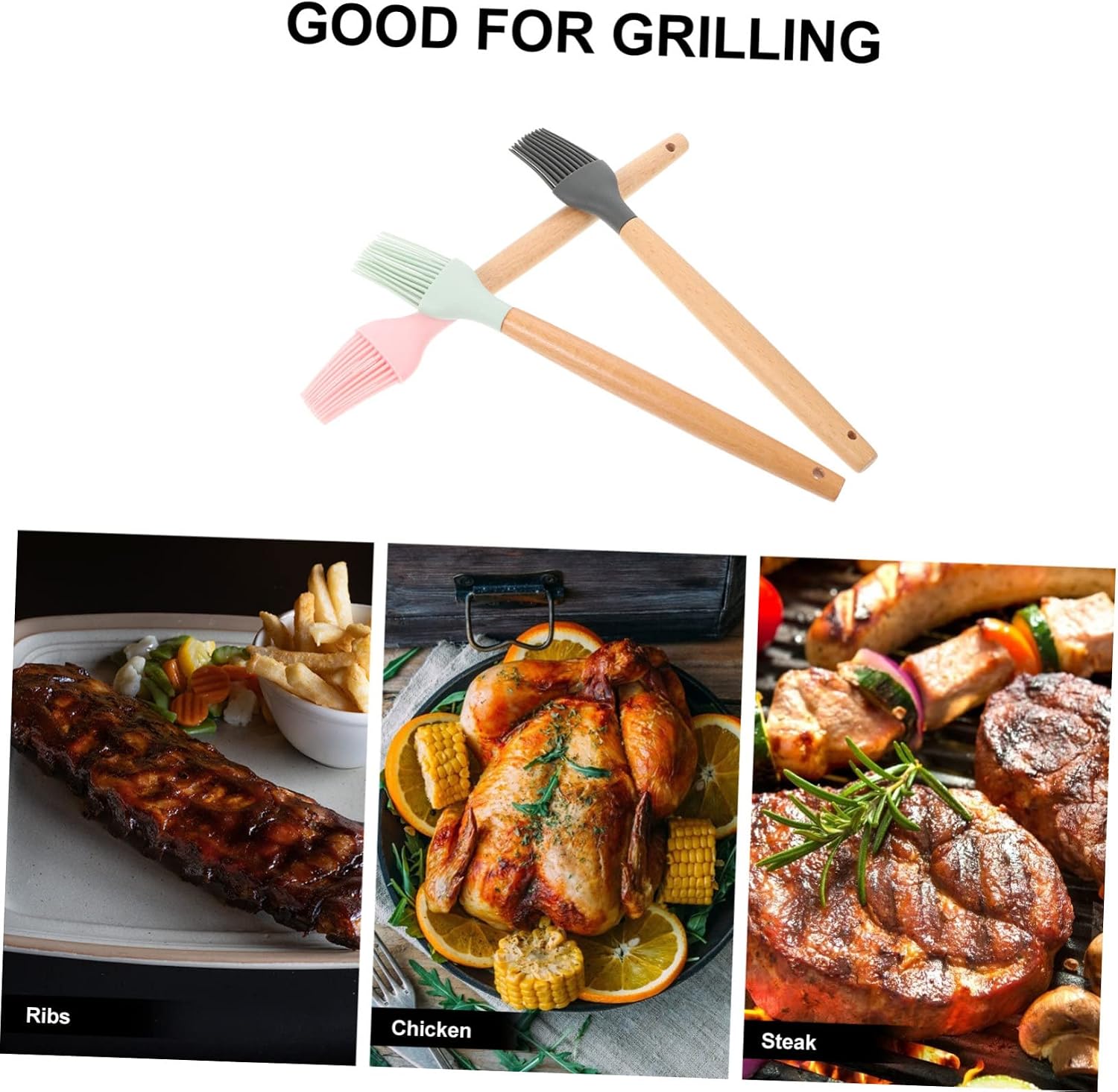 3pcs Cooking Oil Brush Silicone Basting Brush for Cooking Bbq Heat-resistant Portable Kitchen Utensil