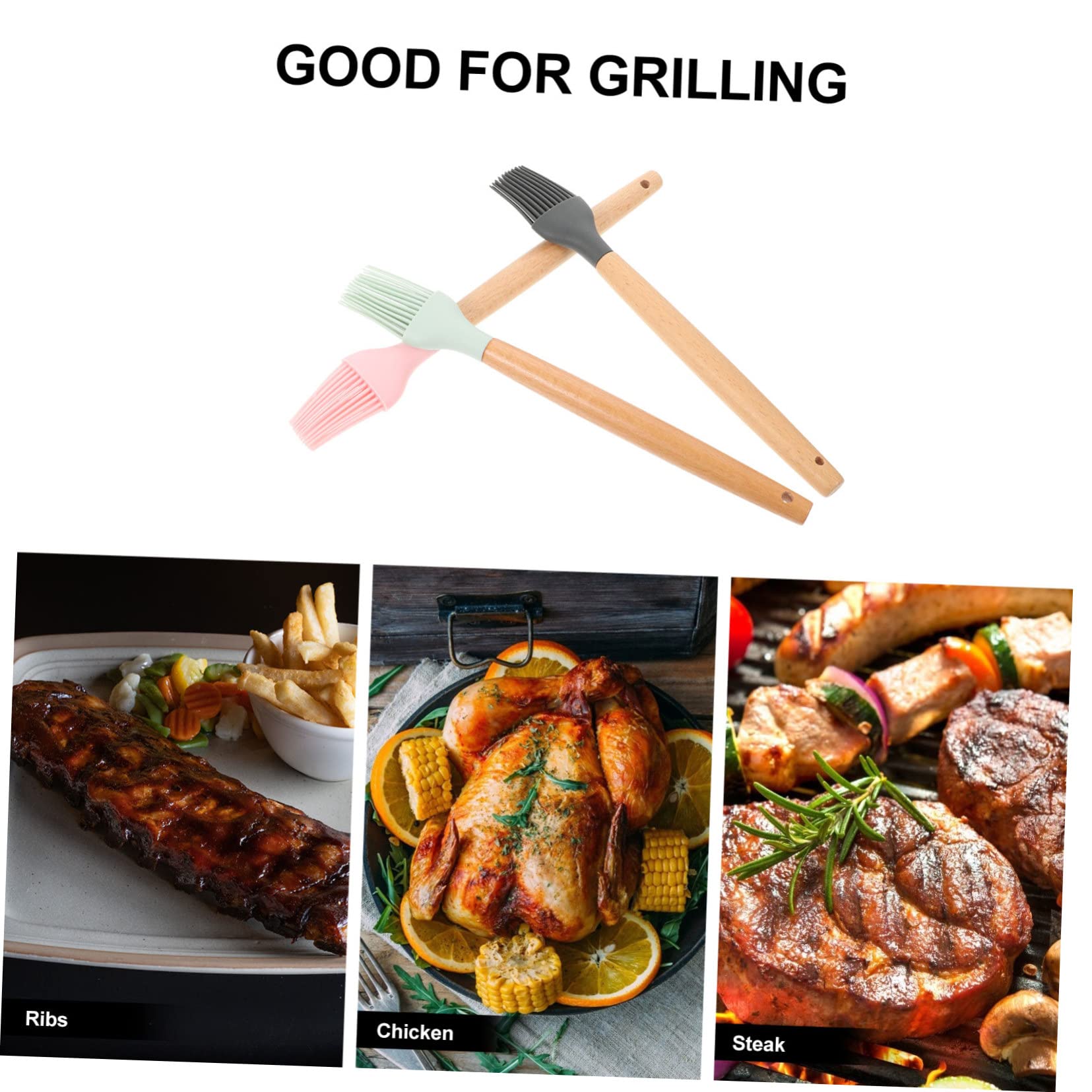 TOYANDONA 2 Sätze Backpinsel Aus Silikon Grillzubehör Grills Soße Grill-backpinsel Multifunktional Silikonbürste Für Den Haushalt Küchenbürste Grillbürste Buche 3 Stück * 2