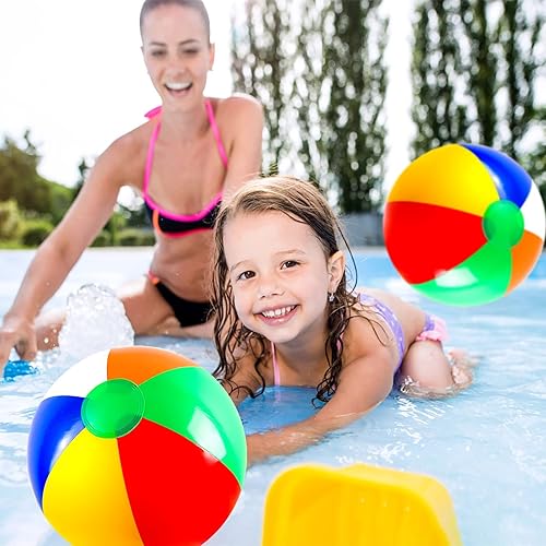 Miniatura 6 de Coopay Pelotas de playa inflables clásicas de arco iris para piscina, decoración de fiesta de playa de cumpleaños, juegos de agua de verano, regalos