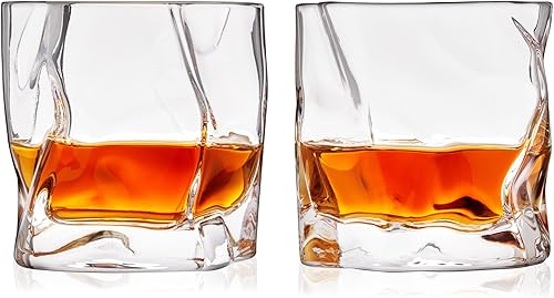 Miniatura 6 de Viski Vasos fundidos para whisky o cócteles, vasos de cristal arrugado, vasos de bourbon, vasos de whisky, aptos para lavavajillas, 9.5 onzas, juego