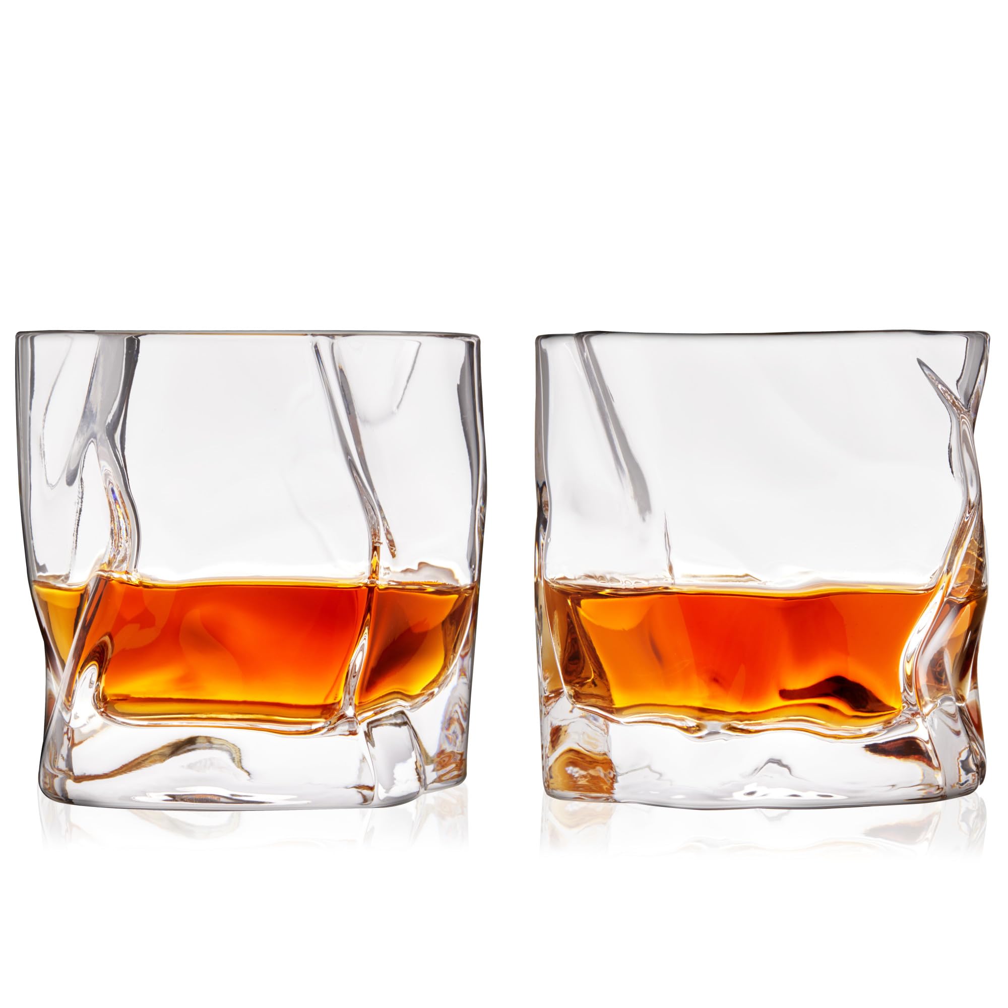 Viski Kryształowe zmięte kieliszki, szklanki burbon, szklanki do szkockiej - przezroczyste, 270 ml, zestaw 2 szt., nadające się do mycia w zmywarce