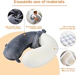Travel Pillow,100% Pure Memory Foam U Shaped Neck Pillow,Super Lightweight Portable Headrest Great for Airplane, Car,Home,Office,Sleeping Rest (Grey)