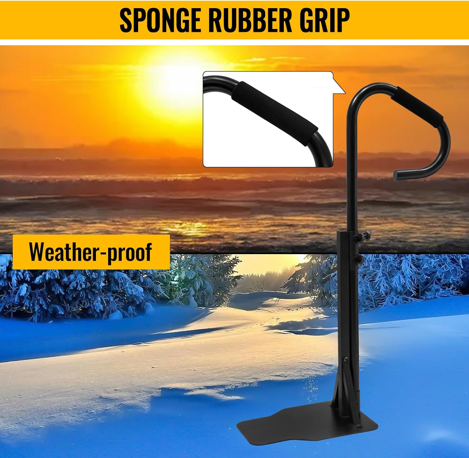 Hot Tub Handrail, 57" Spa Side Handrail with Slide-Under Mounting Base, Heavy Iron 600LBS Load Spa Side Under Mount Rail, Spa Handrail with Sponge Rubber Grip for Indoor Outdoor Bath