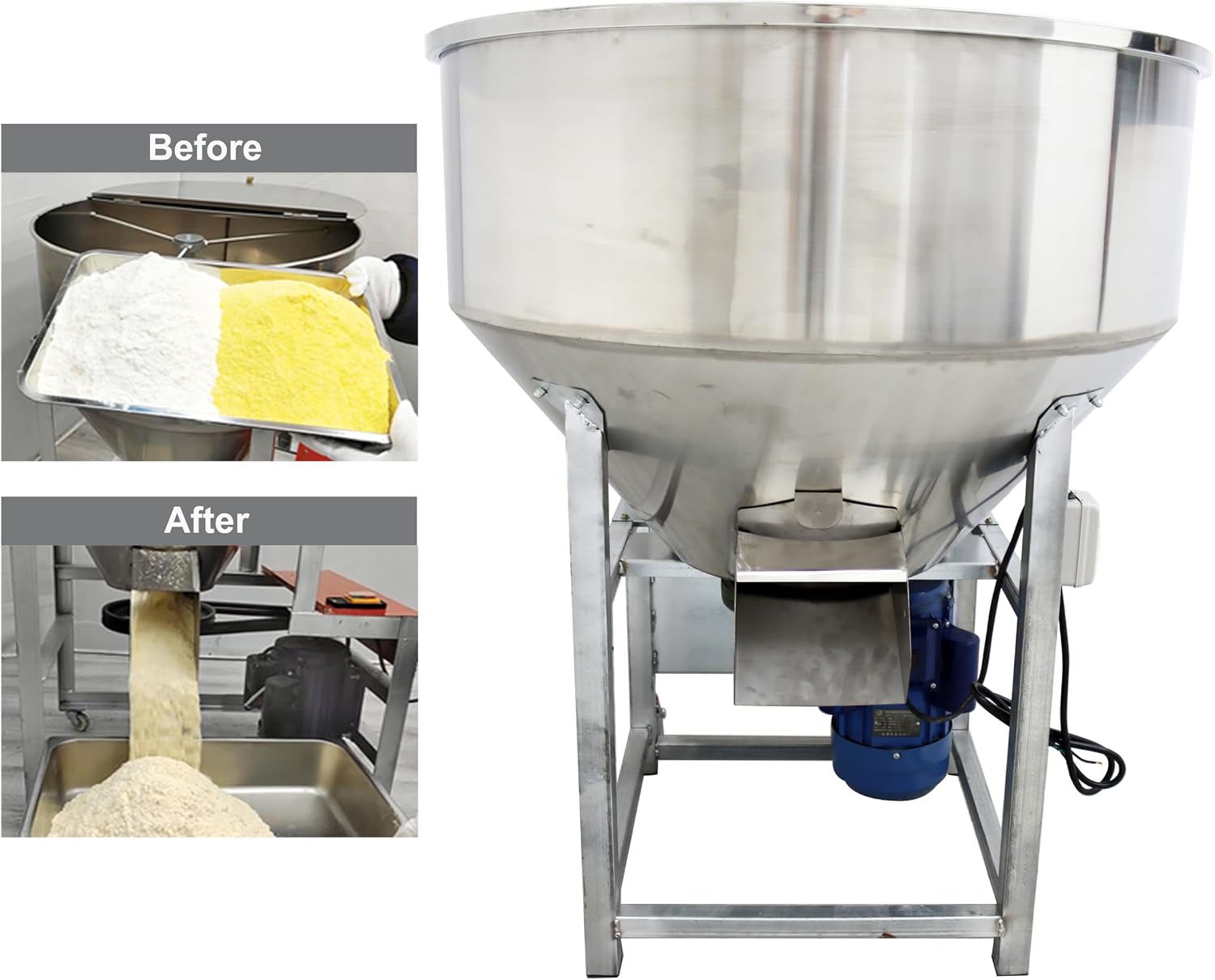 TECHTONGDA Dry Powder Mixer Blender Feed Grain Mixing Machine for Flour Particle Granula 440lbs