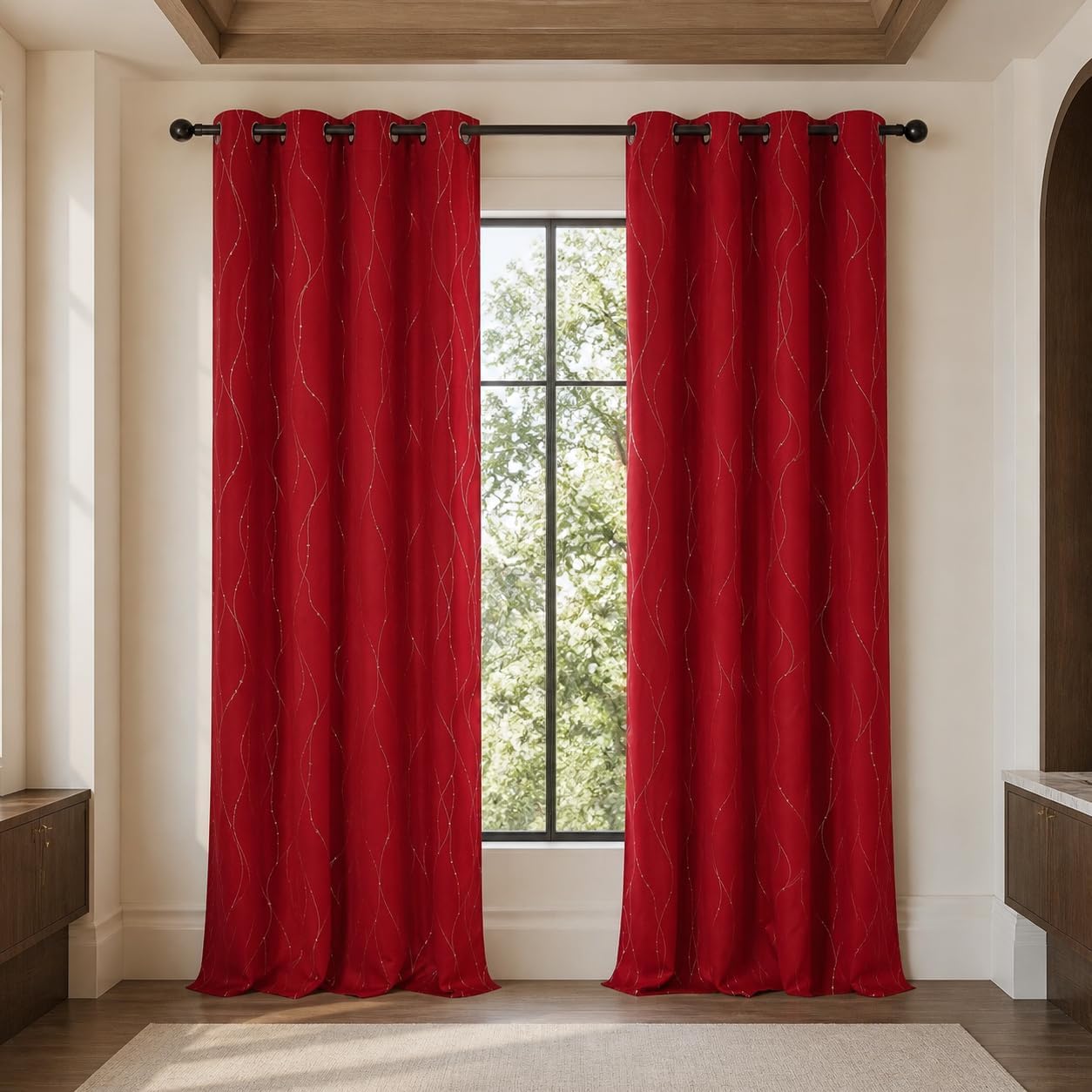Deconovo Living Room Curtains 108 Inch Long, Blackout Curtains for Bedroom