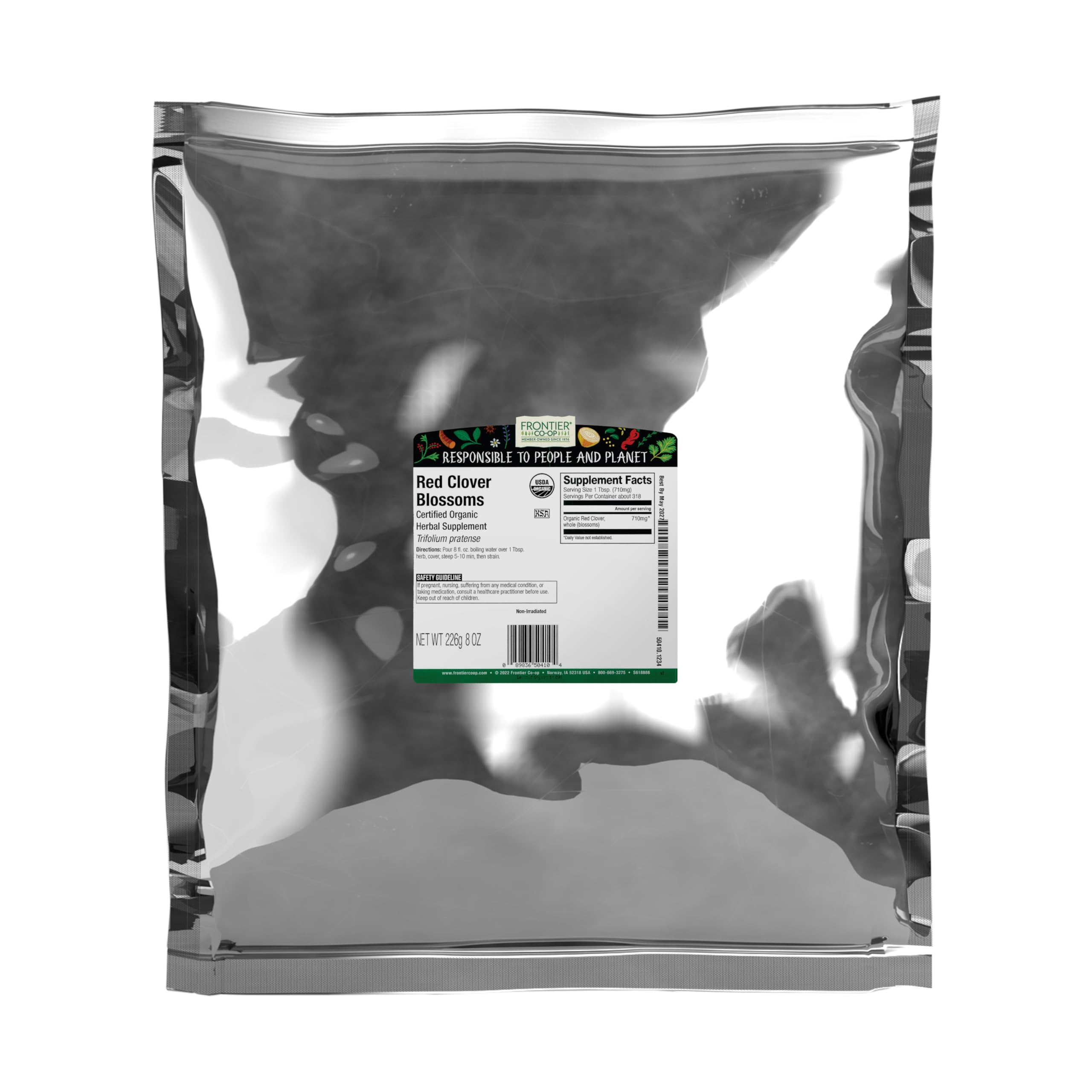 Frontier Bulk Red Clover Blossoms Whole, Organic, 8 Ounce