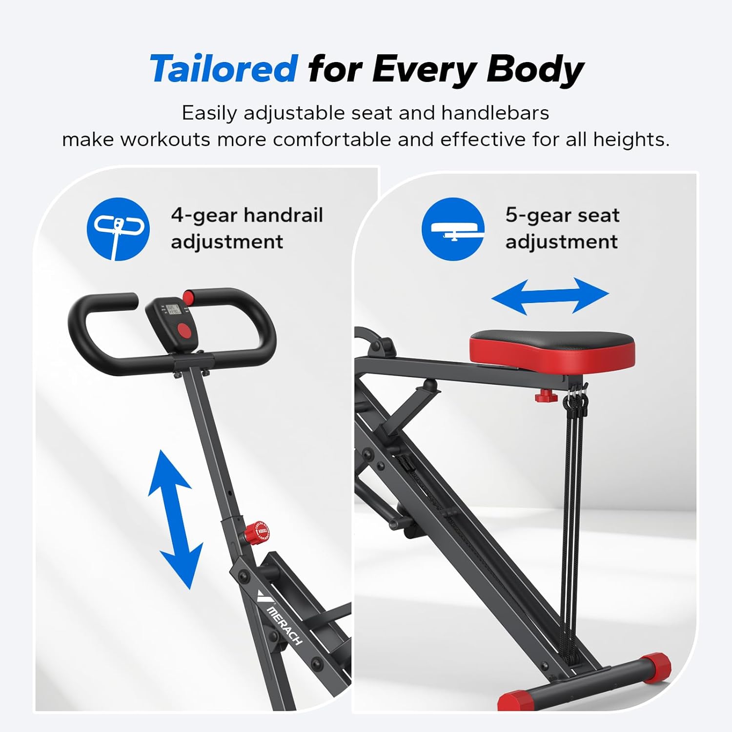 Squat Machine, MERACH R07 2 in 1 Squat Rowing Machine, Easy Setup & Foldable Exercise Equipment, Glute Trainer Machine, Glutes & Leg Home Workout Machine