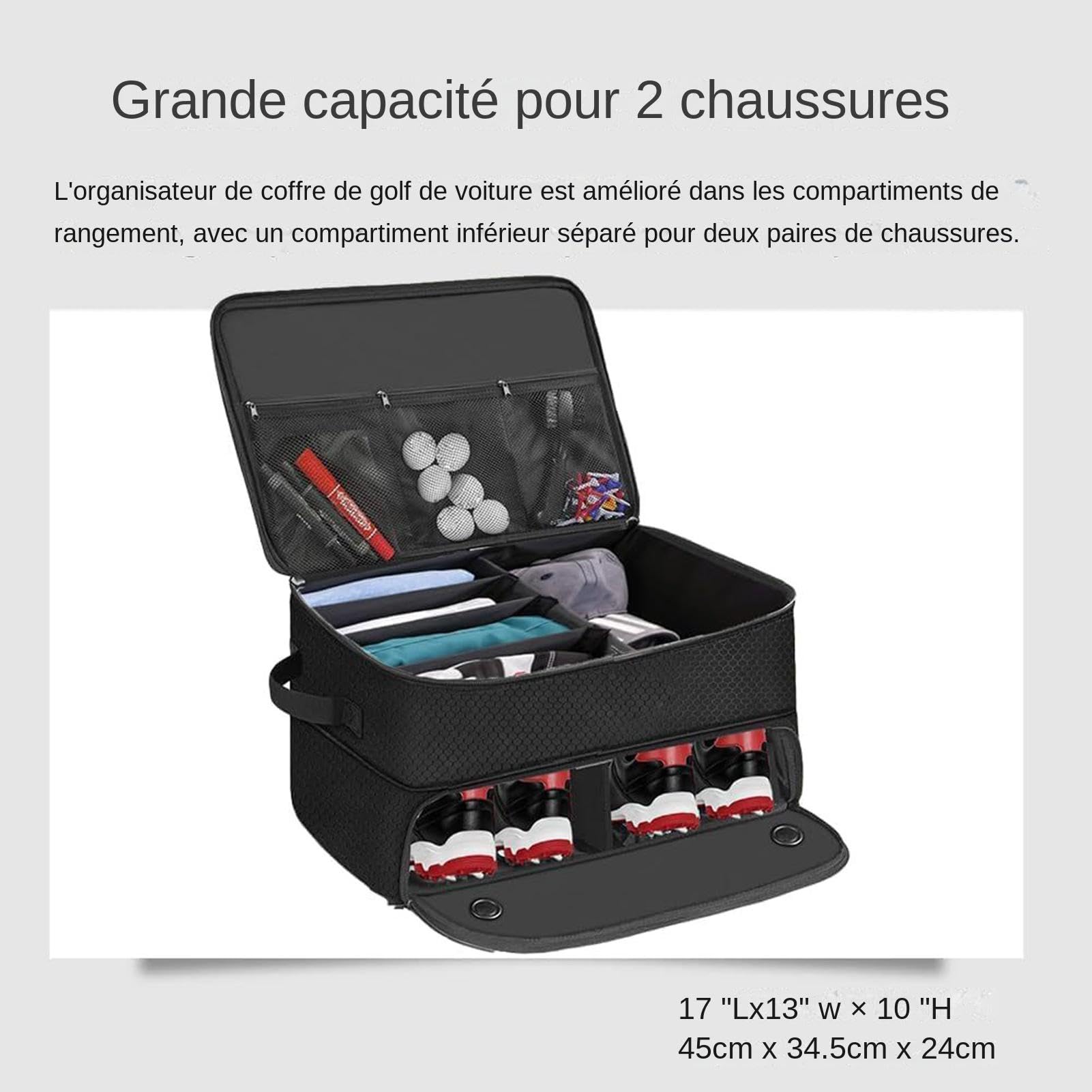 2-lagiger Golfkoffer-Organizer, Golfkoffer-Organizer und Reisetasche | Großer Stauraum für Golfzubehör und Golfausrüstung, 2 wasserdichte Golftasche