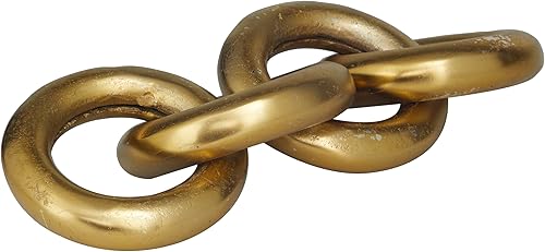 Miniatura 4 de Deco 79 Escultura de cadena de aluminio, 16 "x 6" x 3", oro
