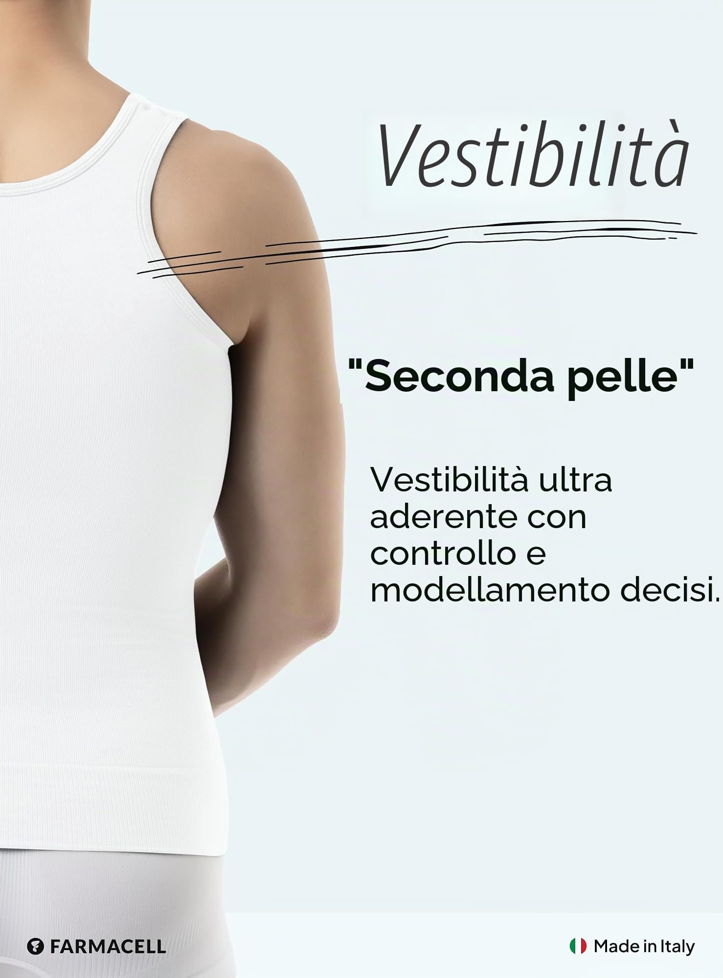 FarmaCell Canottiera Contenitiva Uomo, Compressione Totale Petto e Addome, Intimo Modellante in Cotone, Made in Italy, 418