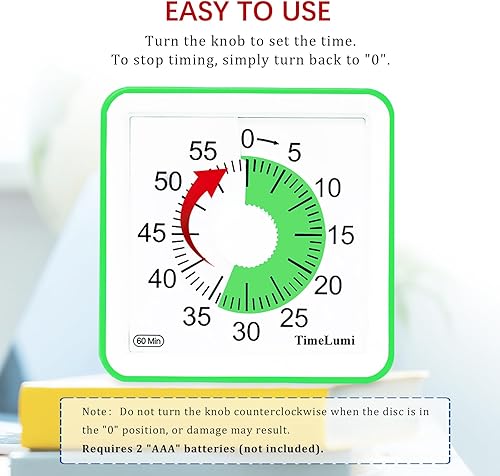 Miniatura 2 de Temporizador visual de 60 minutos para niños, herramienta de gestión del tiempo, temporizador de estudio para el aula, temporizador silencioso de