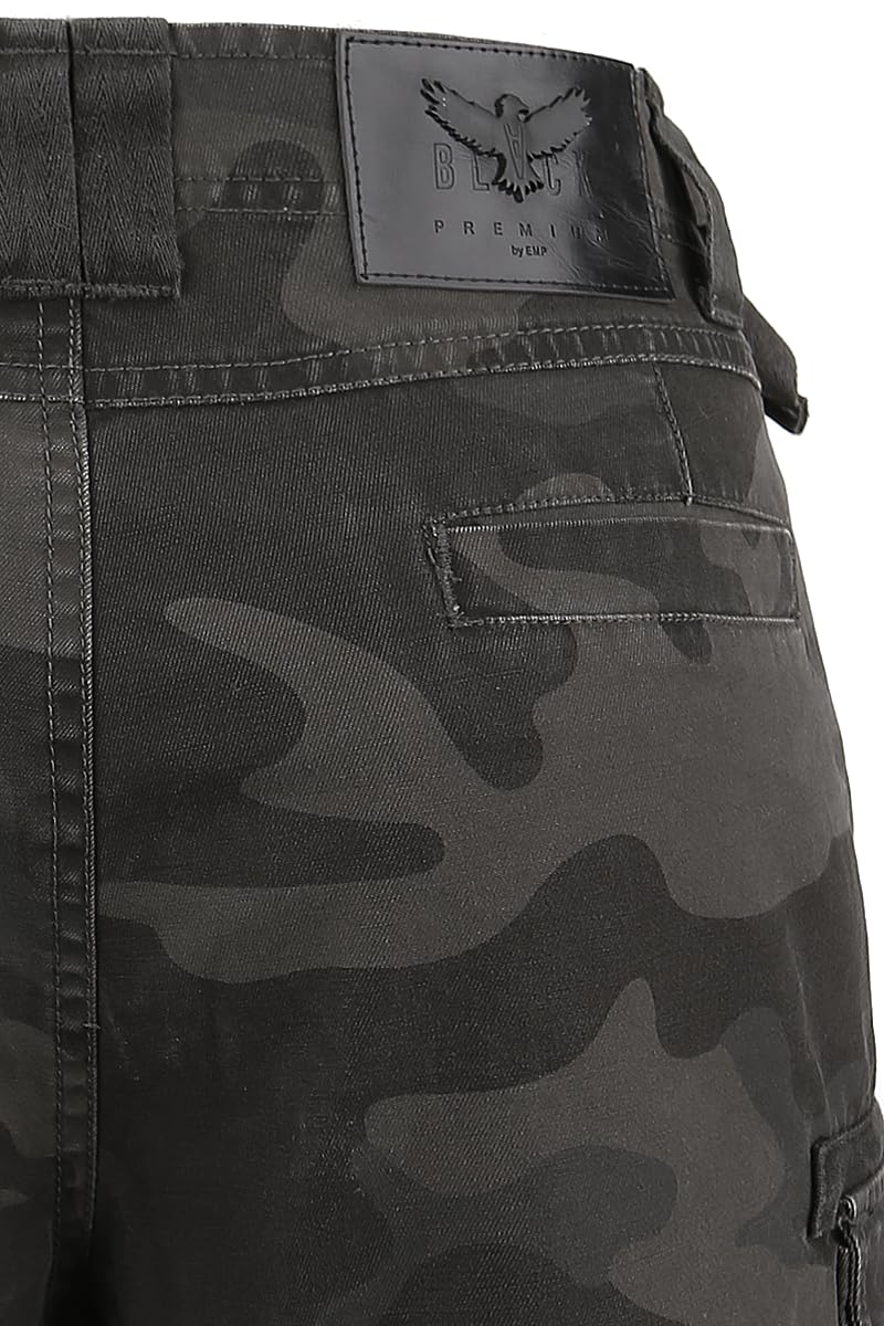 Black Premium by EMP Mujer Pantalón Corto Cargo Camuflaje