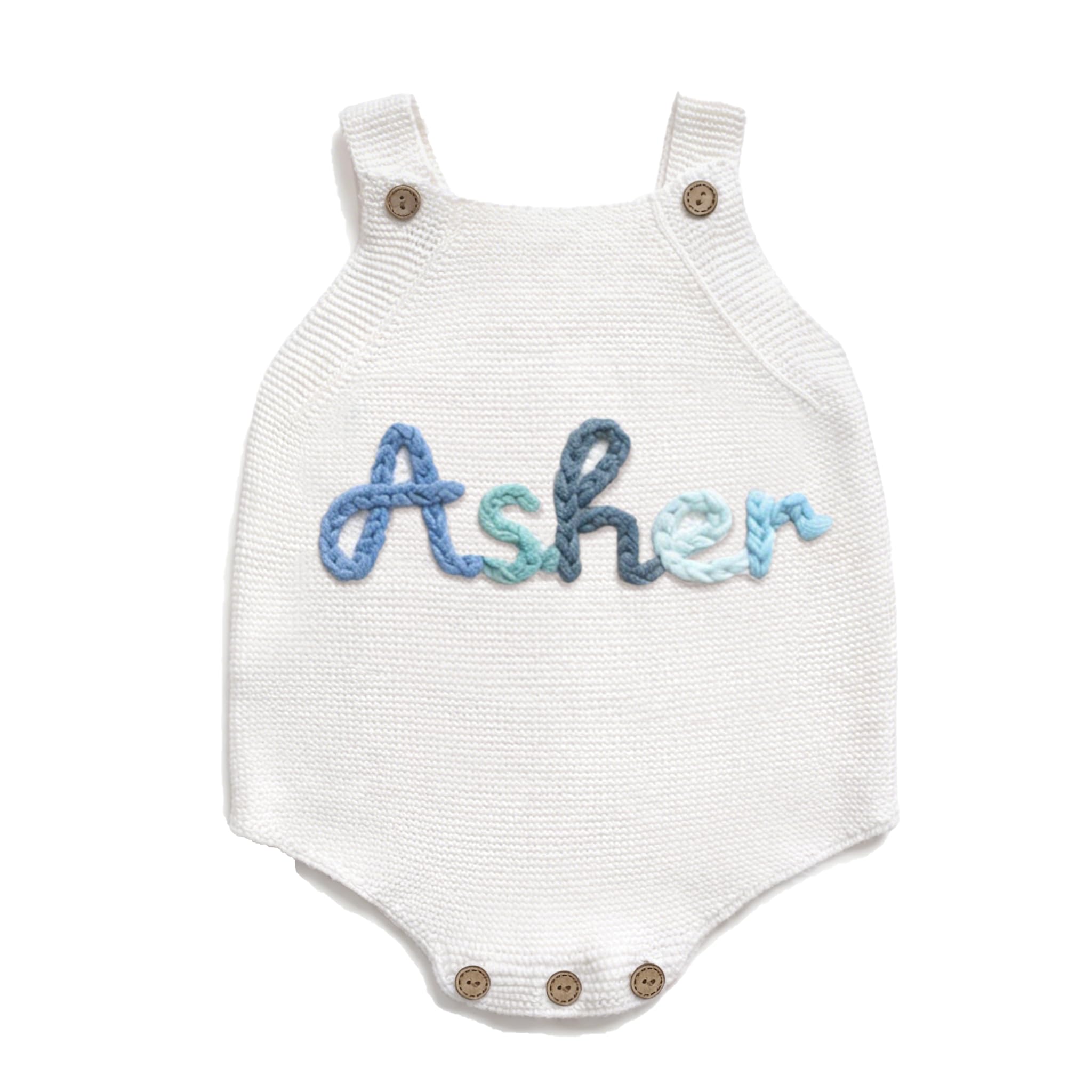 Custom Onesie for Babies,Hand Embroidered Name and Monogram Baby Onesie Bodysuit,Knitted White Onesie Romper with Name,Personalized Baby Gifts for Boy Girl