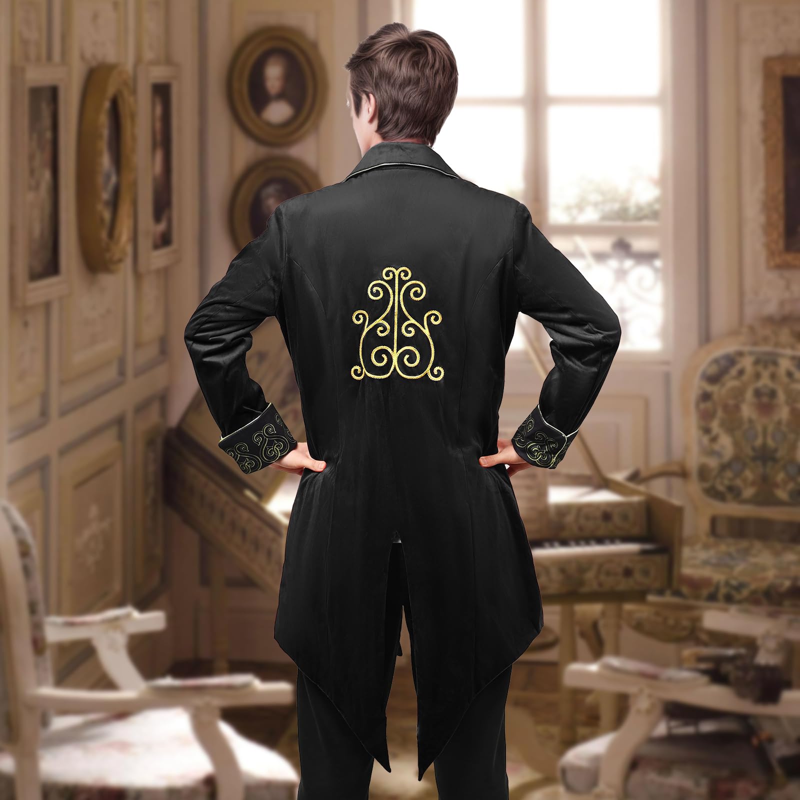 Herren Steampunk Frack Mittelalter Retro Jacke viktorianische Hof Phnom Penh Stickerei Mantel Vampir kostüm herren für Erwachsene