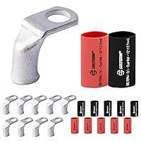 Vista 195 de SELTERM 25 piezas de lengüetas de cable de batería de cobre estañado de grado marino de 2/0 AWG de 3/8 pulgadas, terminales de anillo de calibre 00