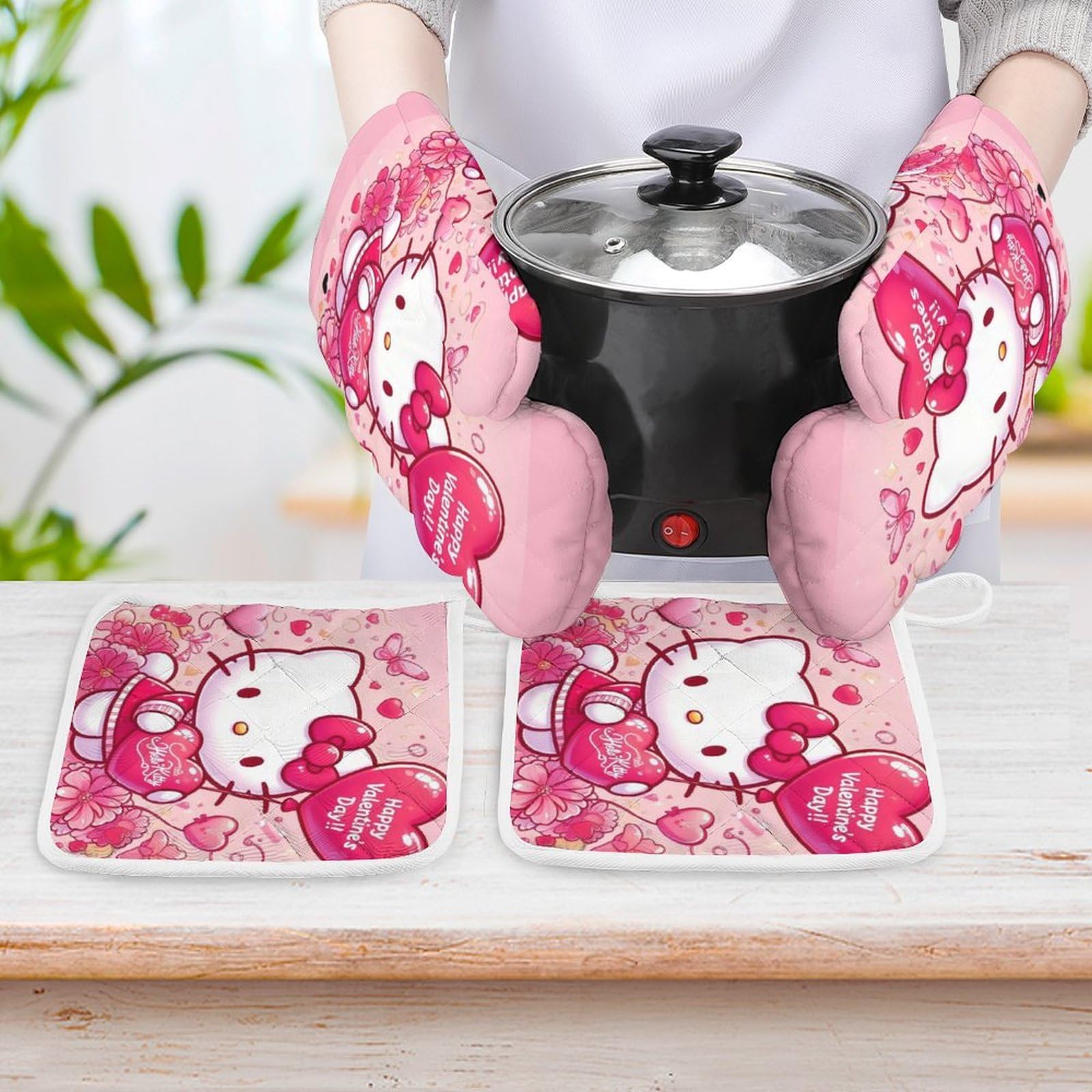 【希少品】Nina mew &ハローキティコラボ　鍋敷き・鍋つかみセット Amazon.co.jp: ハローキティ (11) 耐熱ミトン 断熱手袋 鍋つかみミトン