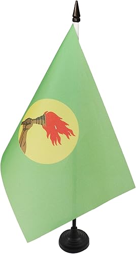 Miniatura 480 de Bandera de mesa Sierra Leona de 5 x 8 pulgadas, bandera de escritorio de Sierra Leona, 8.3 x 5.5 in, barra y base de plástico negro AZ FLAG