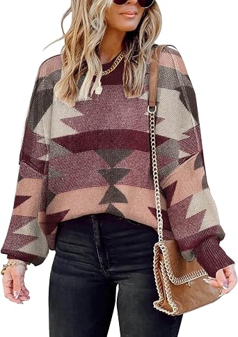 Womens Sweaters Causal Crewneck Batwing Sleeve Knit Top Side Split Oversized Pullover Sweater Loose Jumper