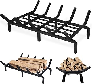 Fireplace Grate 16in Iron Fire Pit Grate Heavy Duty Support Log Holder for Inside Fireplace Home Camping Outdoor Hearth Essentials