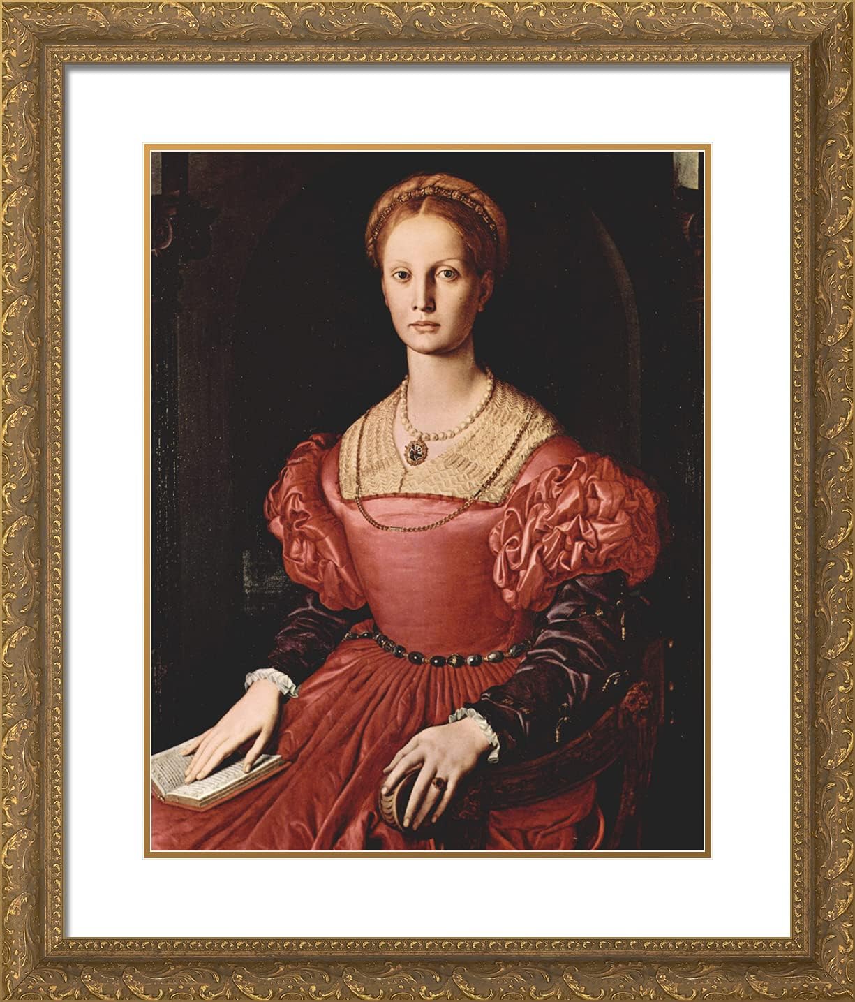 ArtDirect Bronzino, Agnolo 20x23 Gold Ornate Framed Art Print with Double Matting Titled: Lucrezia Panciatichi