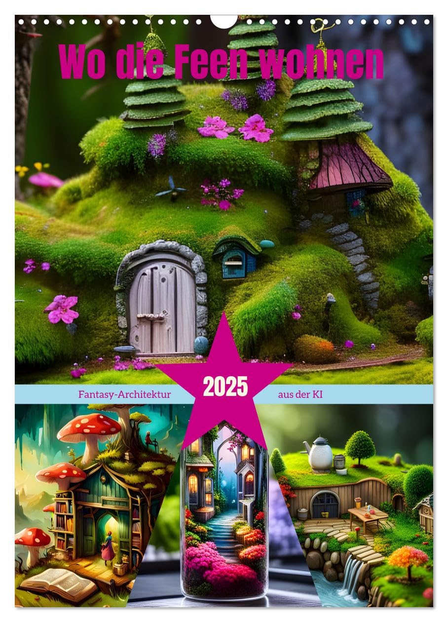 Wo die Feen wohnen (Wandkalender 2025 DIN A3 hoch), CALVENDO Monatskalender: Fantasy-Architektur aus der KI (CALVENDO Kunst)