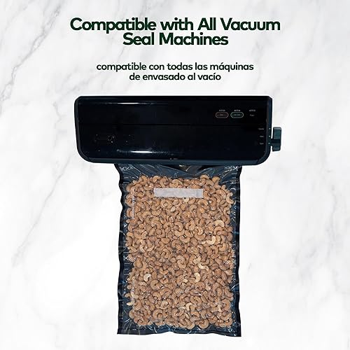 Miniatura 6 de Rollos de sellado al vacío de 11 pulgadas x 25 pies, paquete de 2 unidades (50 pies en total) (negro y transparente) de 5.5 mil, sin BPA de grado