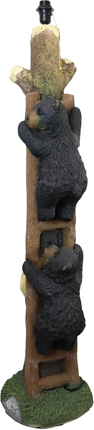 Ebros Whimsical Adventure Rustic Black Bear Cubs Climbing Up A Giant Tree Ladder Standing Floor Lamp Statue with Shade 60"Tall Mountain Wildlife Woodland Cabin Lodge Decor Forest Bears Themed Lamps