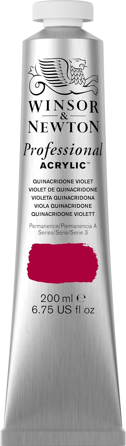 Winsor & Newton Professional Acrylic Paint, 200ml (6.75-oz) Tube, Quinacridone Violet