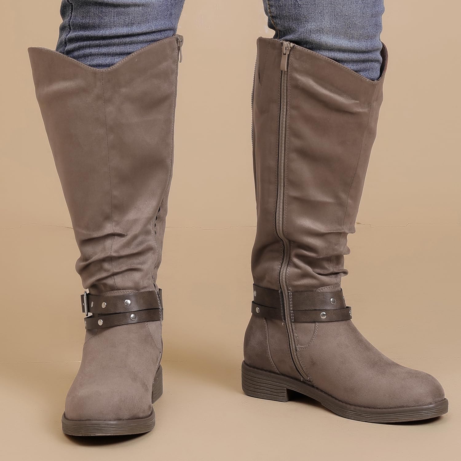 Luoika Women's Extra Wide Calf Knee-High Boots