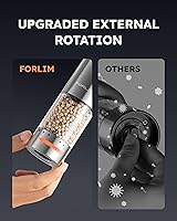 Vista 6 de FORLIM Juego de molinillo de sal y pimienta eléctrico, actualizado, lavable, funciona con pilas, operación automática de una mano con LED, grosor