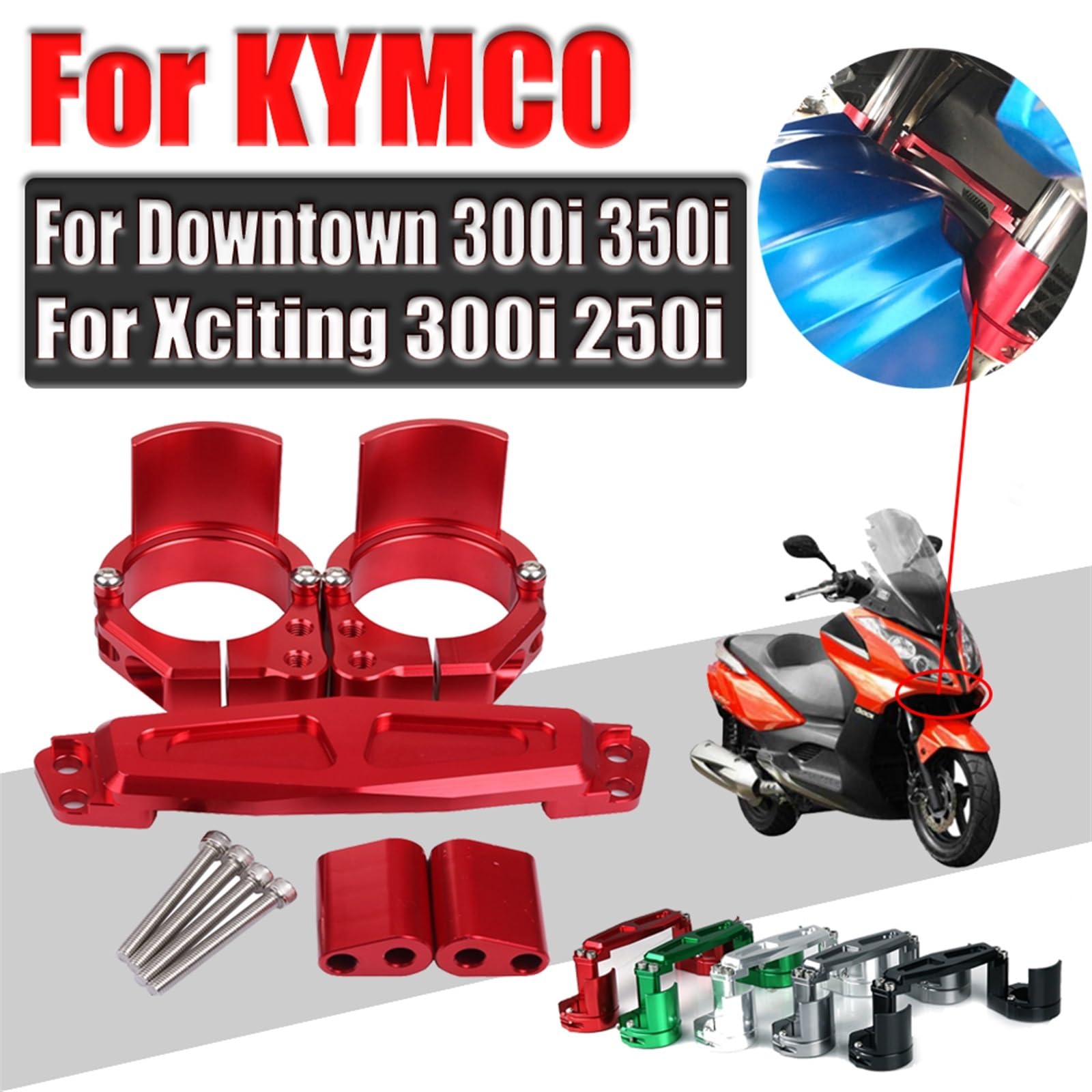 LOTFI Moto Forcella Anteriore Brace Balance Shock Staffa Brace Stabilizzatore Fit for KYMCO Downtown 300i 350i 300 Xciting 300 Xciting 250 300i (Size : Green)