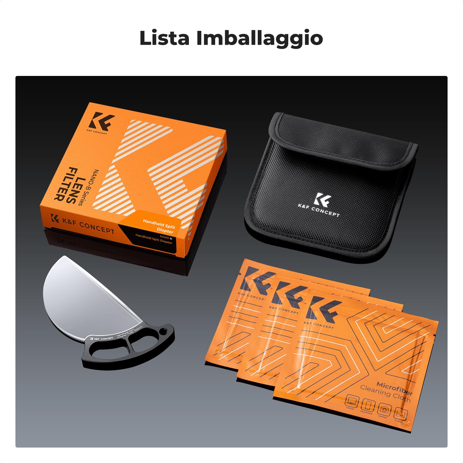K&F CONCEPT Nano-Bacis 100mm Filtro Effetto Diottrico Manuale (Diottrie +2), Handheld Diopter Filtro Effetti Speciali a Prism in Vetro Ottico con 3pcs Panno di Pulizia