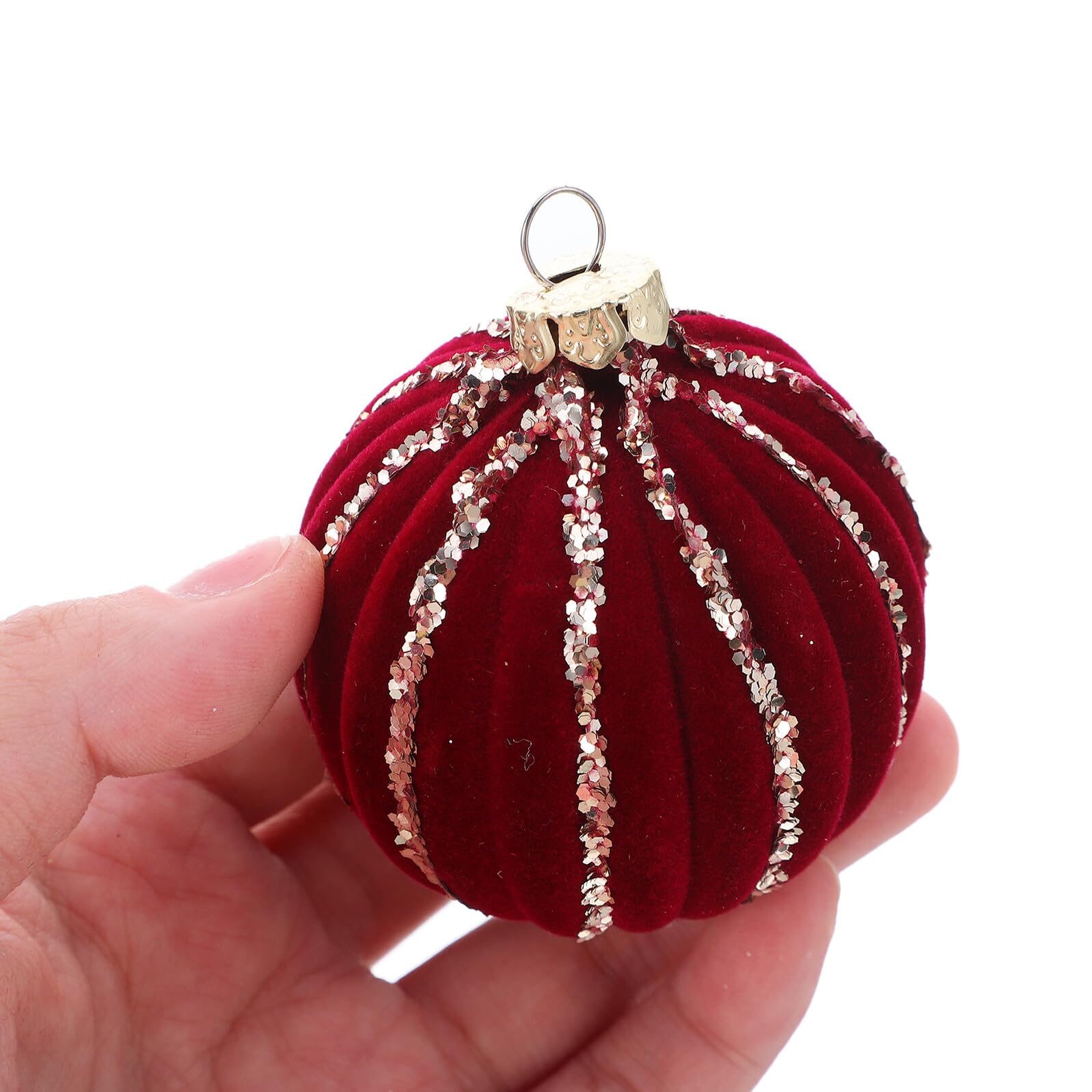 16 Stück Teiliges Rote Bruchsichere Weihnachtsbaumkugeln Flockierte Christbaumschmuck Kugeln zum Aufhängen für Festliche Weihnachtsdeko Zuhause Büro Party