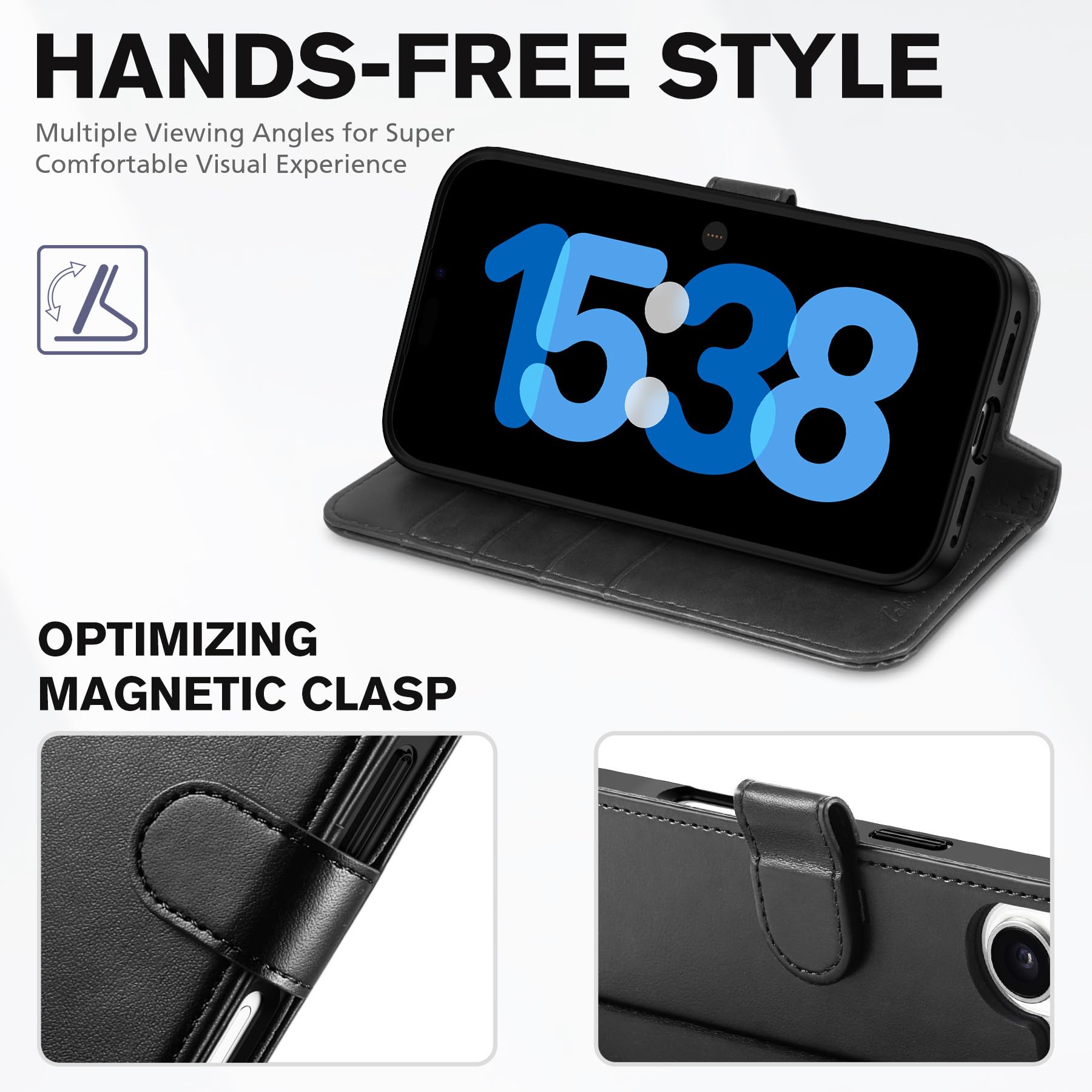 TUCCH Custodia per iPhone 17 6,3-pollici 5G 2025 Portafoglio [RFID Blocking] | Cover Custodia Pelle Sintetica TPU Antiurto, Supporto Slot Schede Protezione Integrale Chiusura Magnetica, Nero