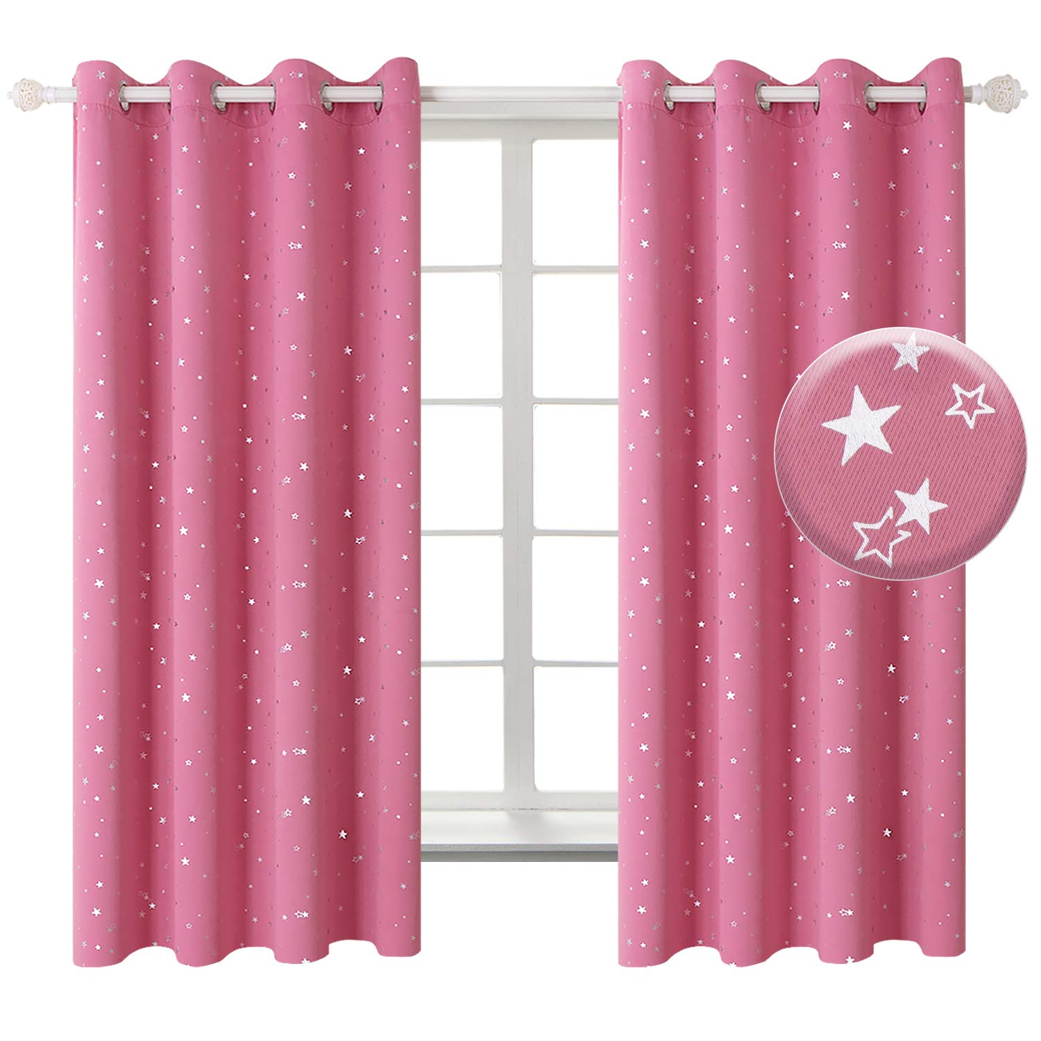 BGment Pink Blackut Curtains for Girls Bedroom Decor 63 Inch - 2 Panels