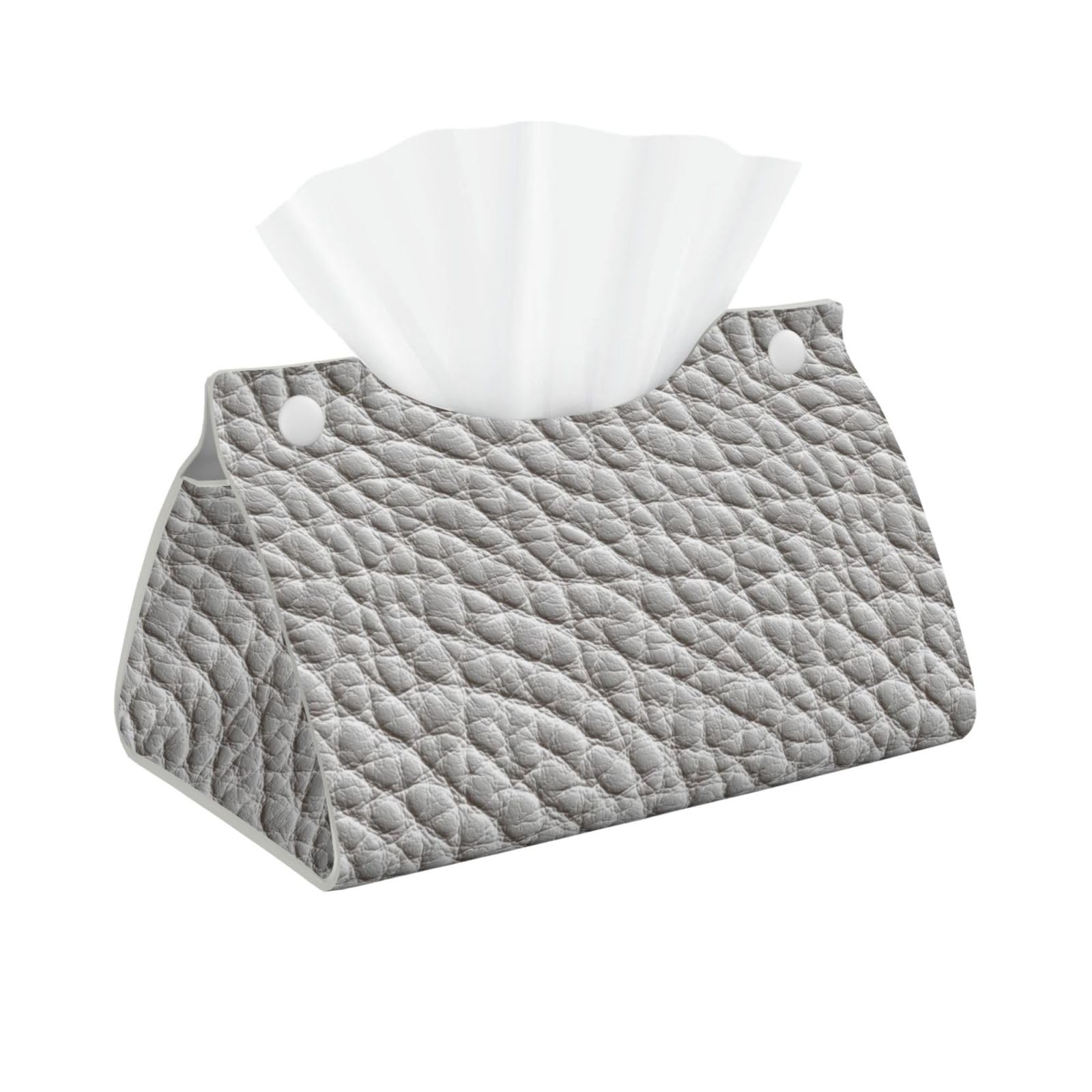 White Leather Texture Tissue Box Cover Rectangle Pu Leather Tissue Box Holder for Car Bathroom Bedroom Desk Tabletop Decor