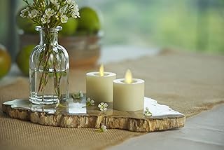 Moving Flame LED Flameless Real Wax Tealights (1.7" x 2.2") Unscented Real Wax Remote Ready Battery Operated LED Flameless Tea Light - Ivory (2-Pack)