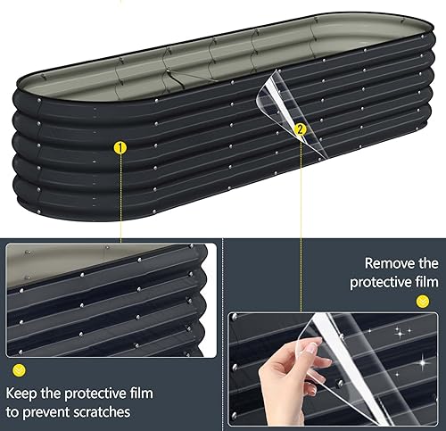 Miniatura 49 de Kesfitt Kit de cama de jardín elevada galvanizada, cajas de metal 7 en 1 de 18 pulgadas de alto con bordes de seguridad, 8 x 2 x 1.5 pies modulares